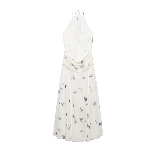 Sunset Swirl Asymmetrical Halter Dress