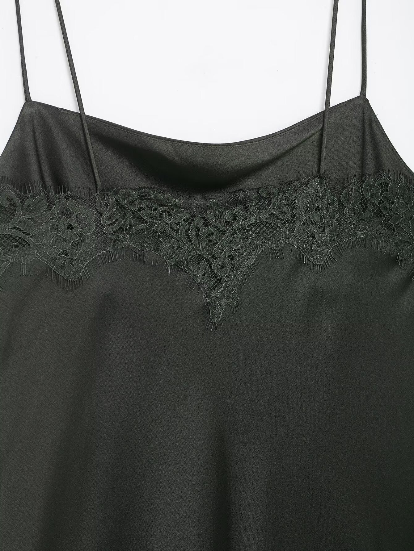 Midnight Draped Lace Hem Slip Dress