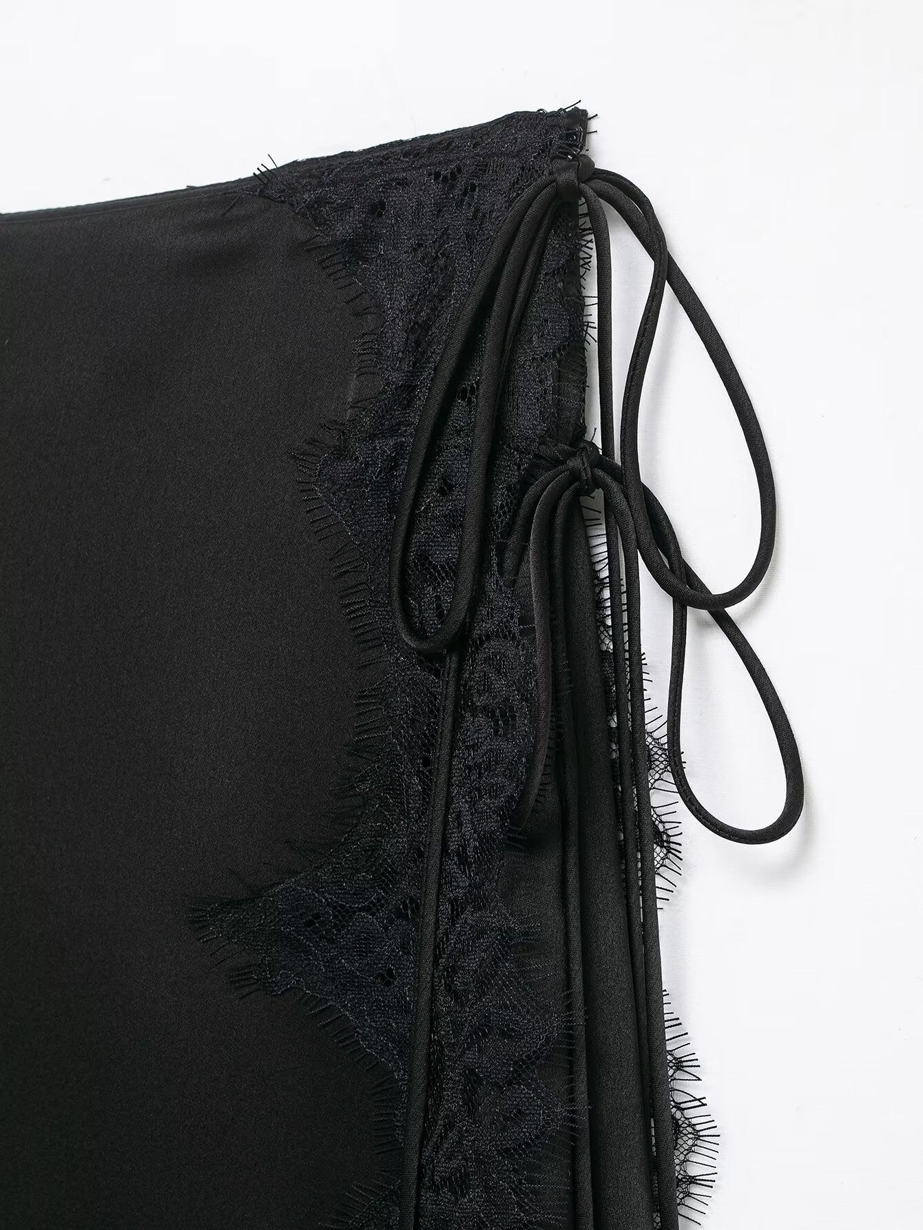 Midnight Lace Wrap Satin Skirt