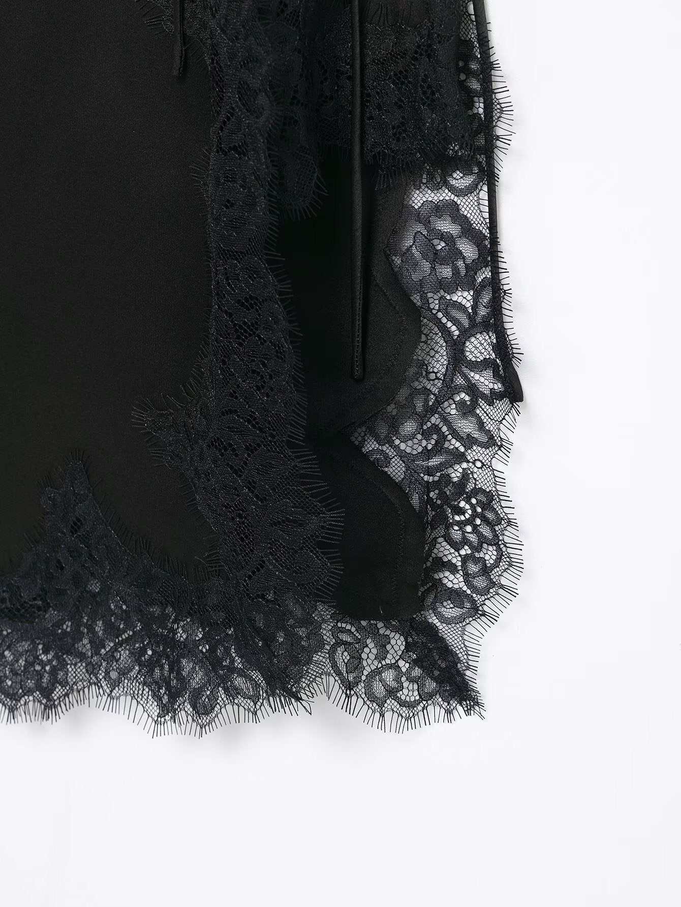 Midnight Lace Wrap Satin Skirt