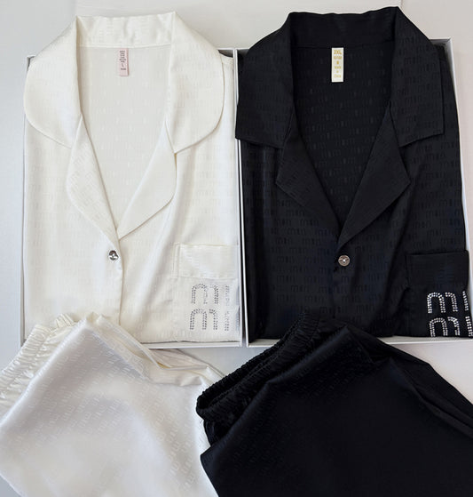 Noir & Ivory Satin Couple Set