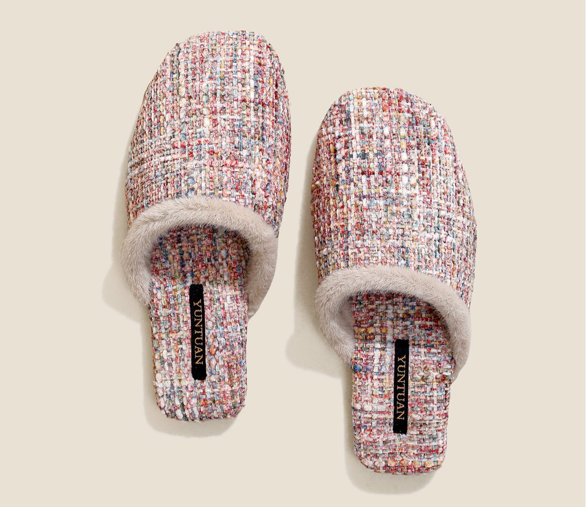 The Tweed Blossom Cozy Mules