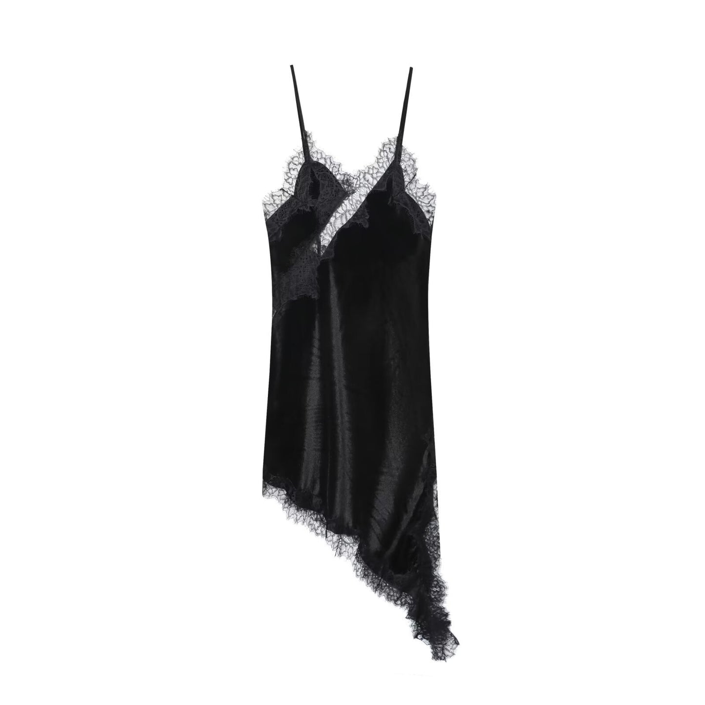 Midnight Velvet Asymmetrical Lace Slip
