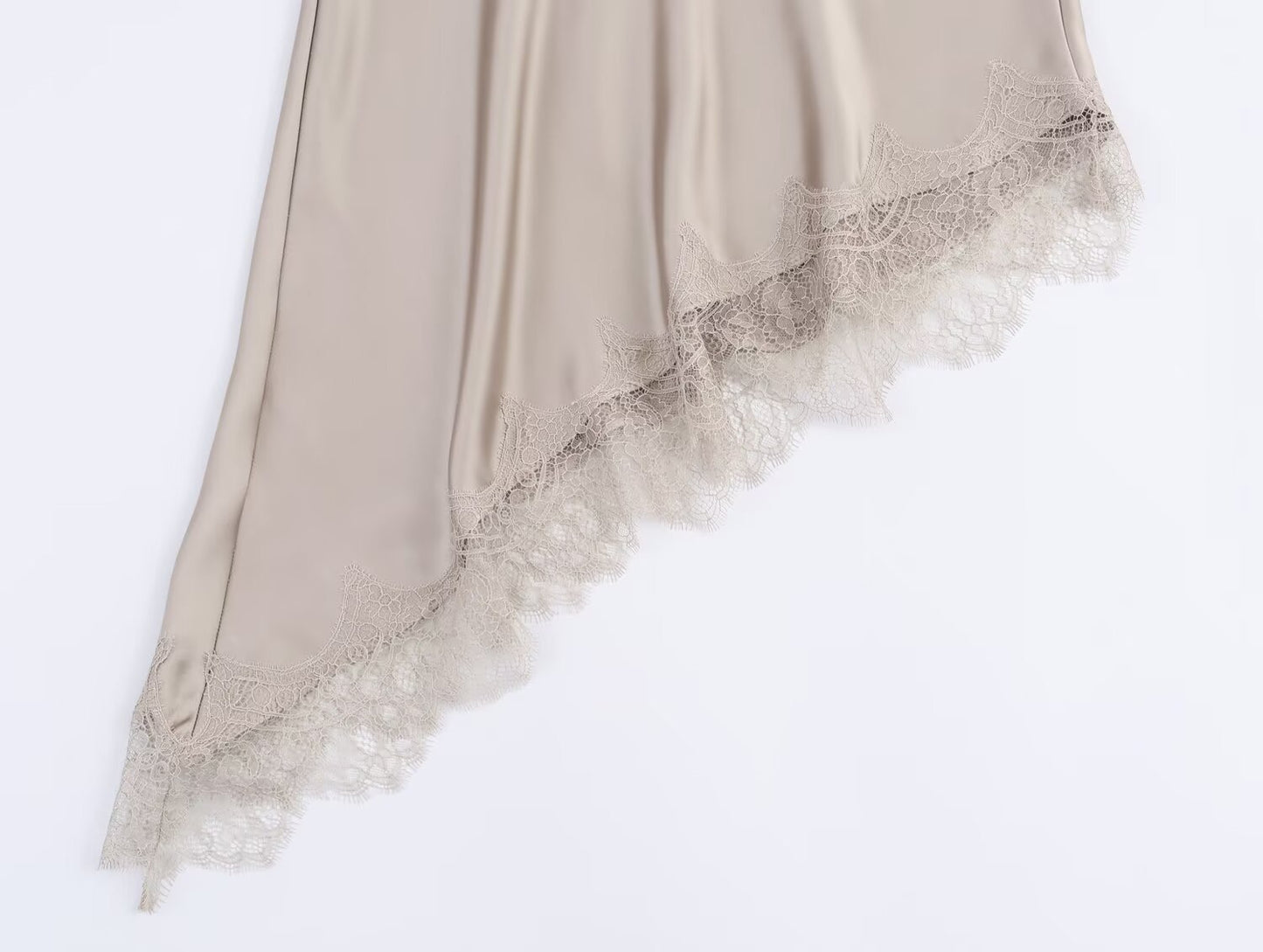 Champagne Whisper Asymmetrical Lace Slip