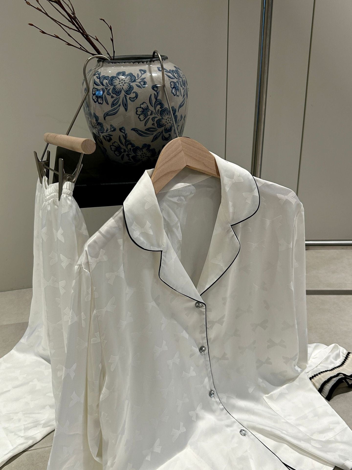 Midnight Ruffle-Trim Pajama Set