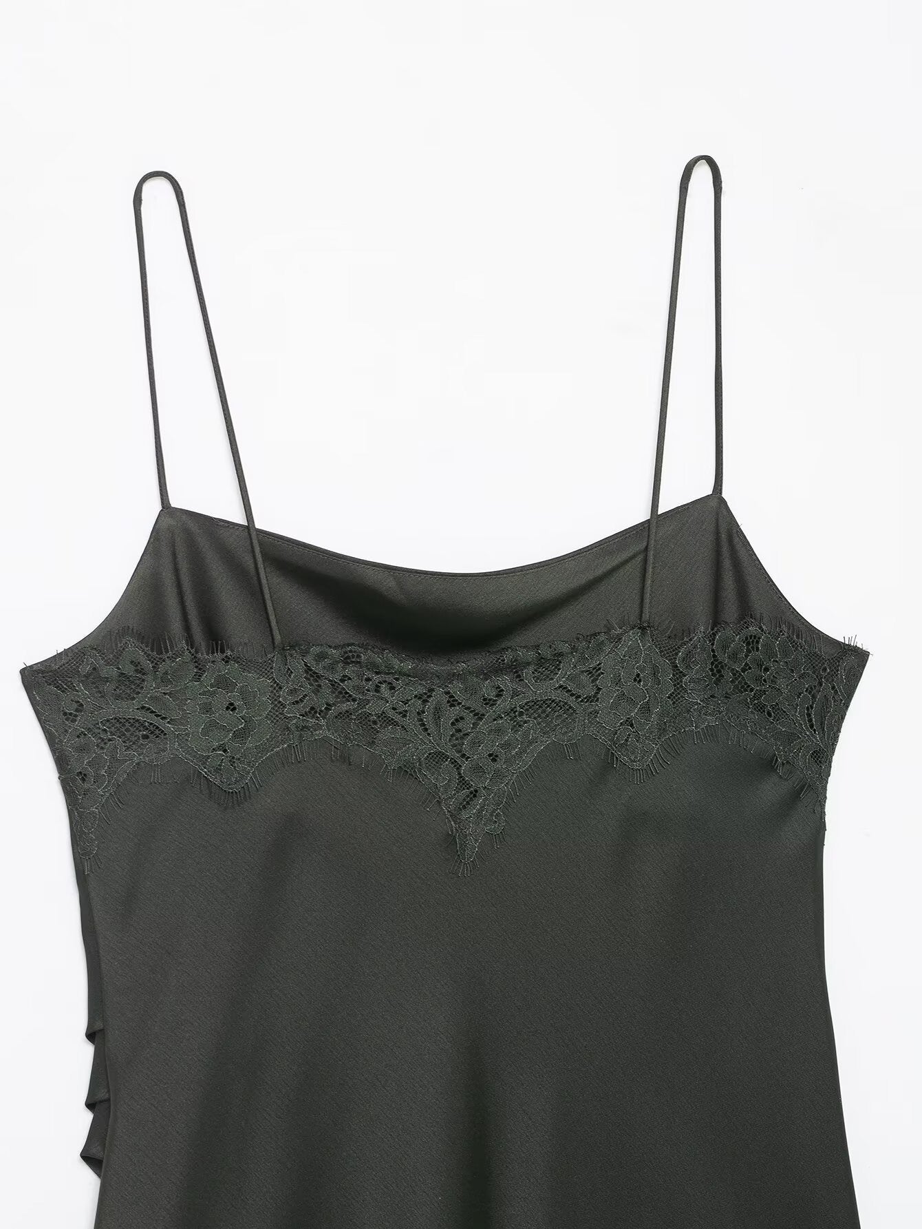 Midnight Draped Lace Hem Slip Dress