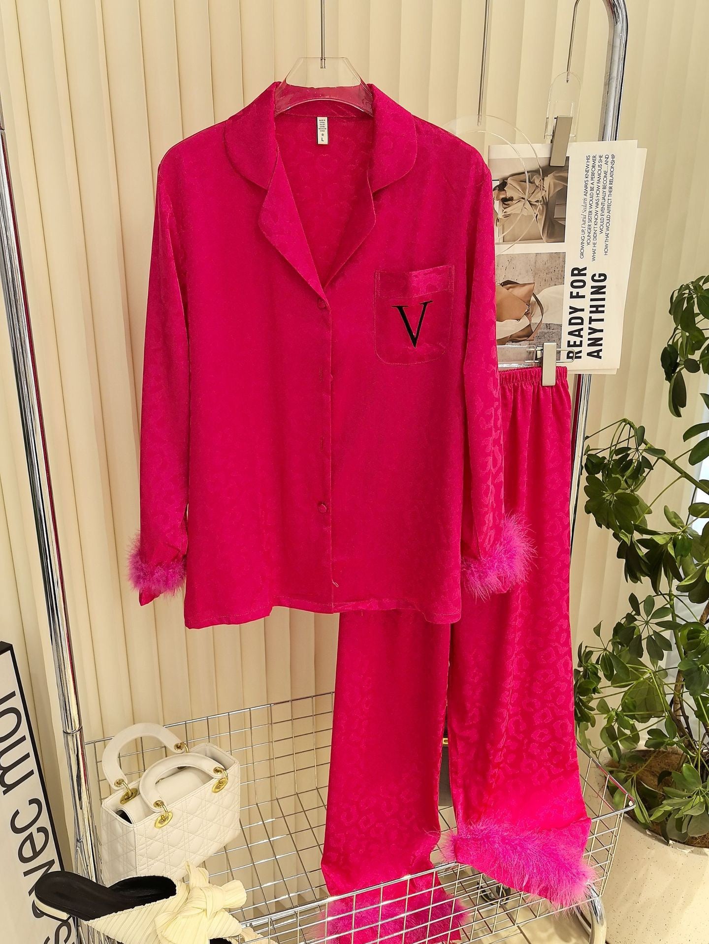 Luxe Feather-Trim Pajama Set