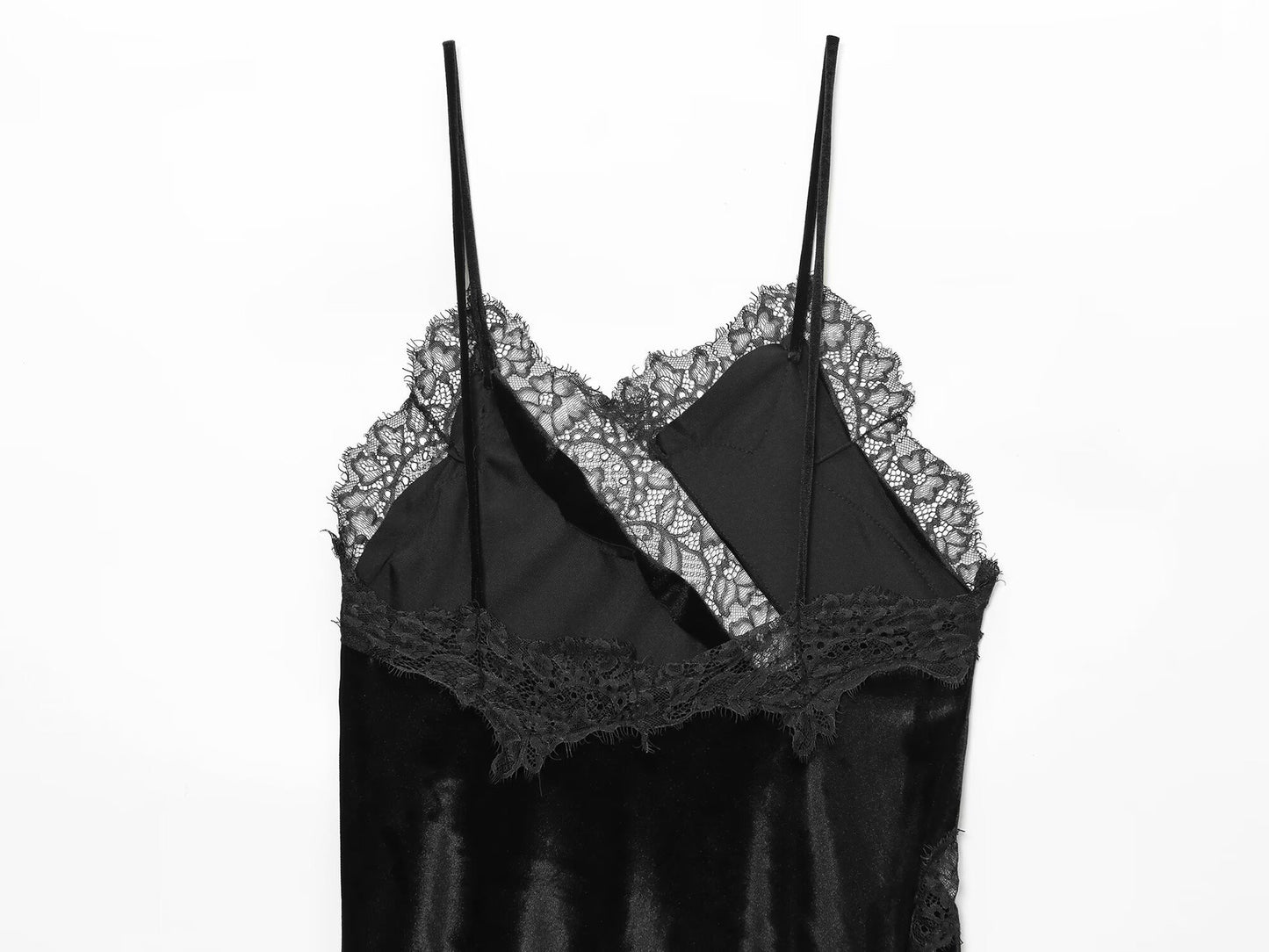 Midnight Velvet Asymmetrical Lace Slip