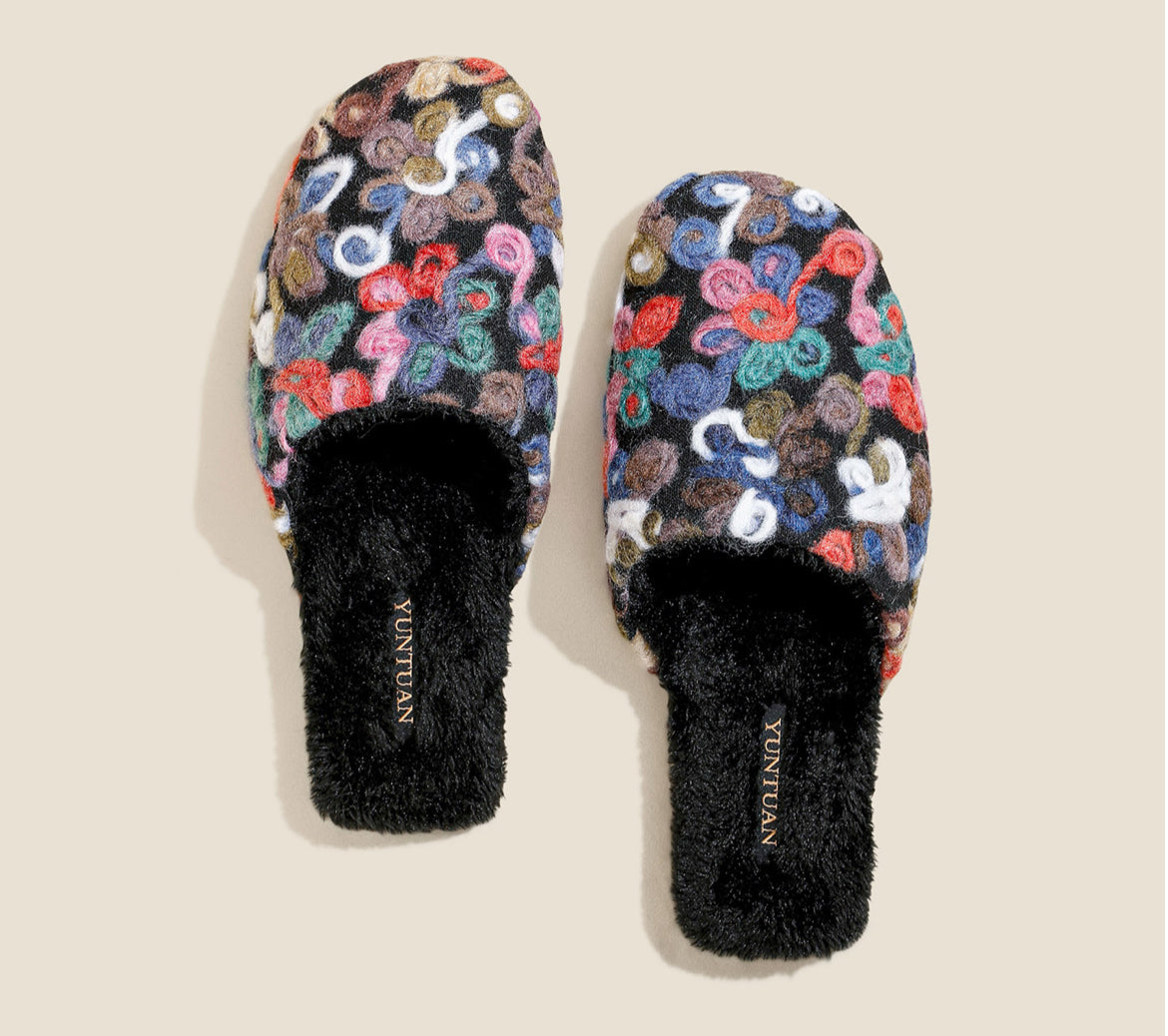 Multicolor Wool-Blend Slippers