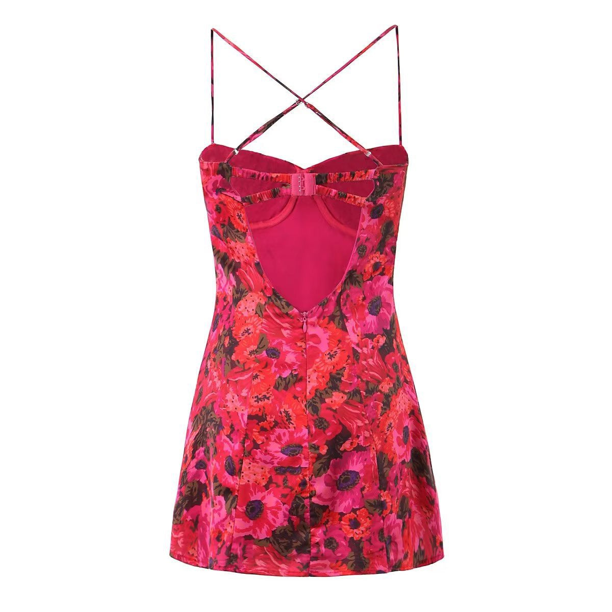 Crimson Bloom Mini Dress
