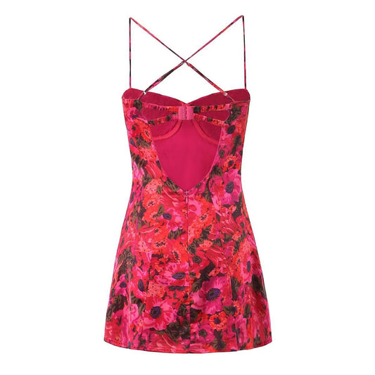 Crimson Bloom Mini Dress