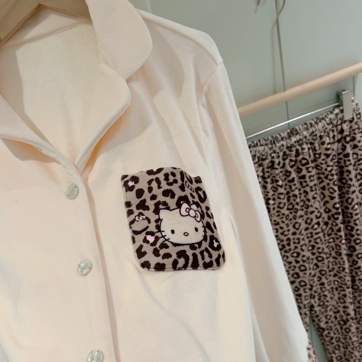 Leopard Accent Pajama Set