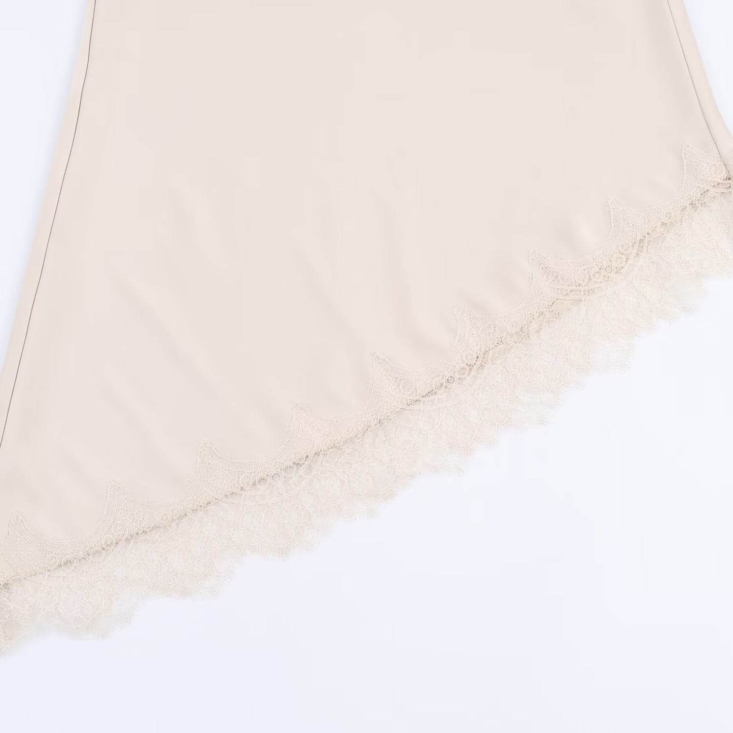 Silky Satin Asymmetrical Lace Skirt Slip