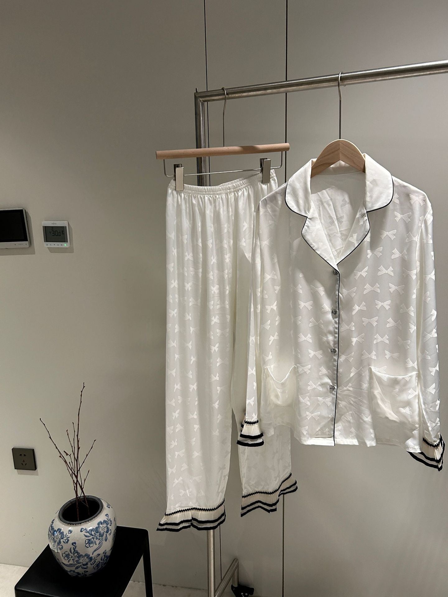 Midnight Ruffle-Trim Pajama Set