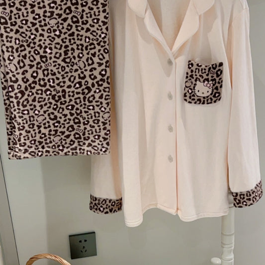 Leopard Accent Pajama Set