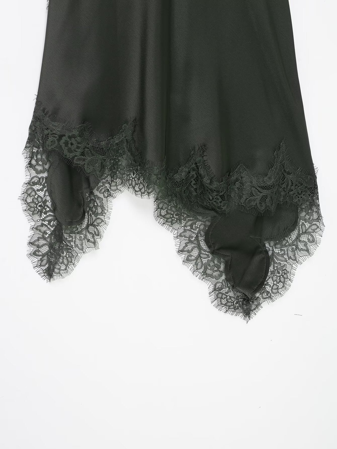 Midnight Draped Lace Hem Slip Dress