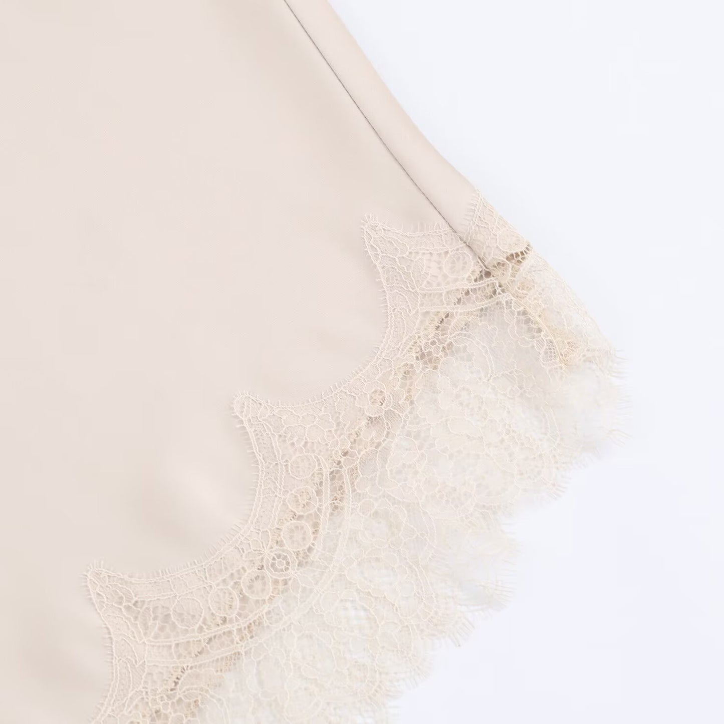 Silky Satin Asymmetrical Lace Skirt Slip