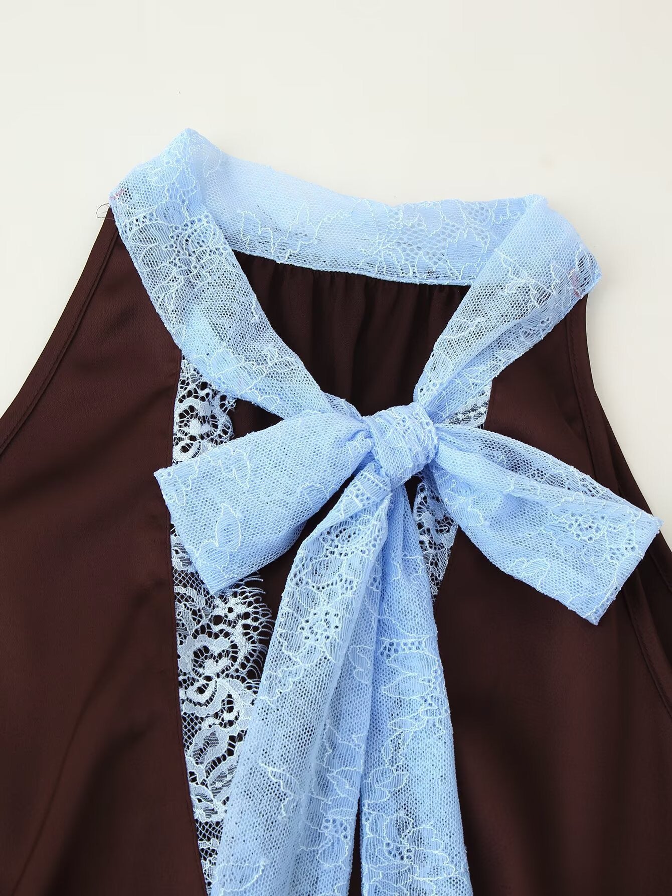 Mocha Frost Lace-Accented Two-Piece Set