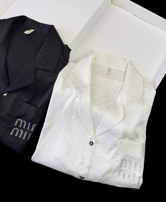 Noir & Ivory Satin Couple Set