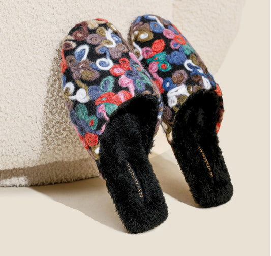 Multicolor Wool-Blend Slippers