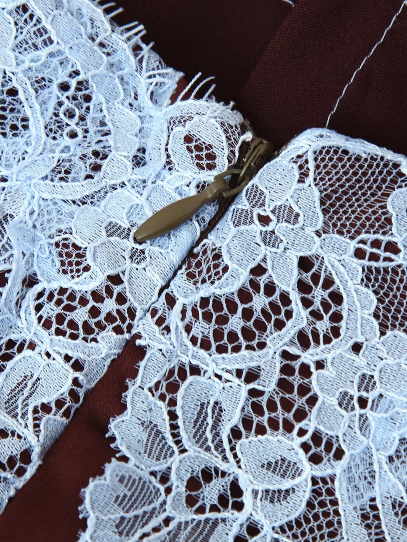 Mocha Frost Lace-Accented Two-Piece Set