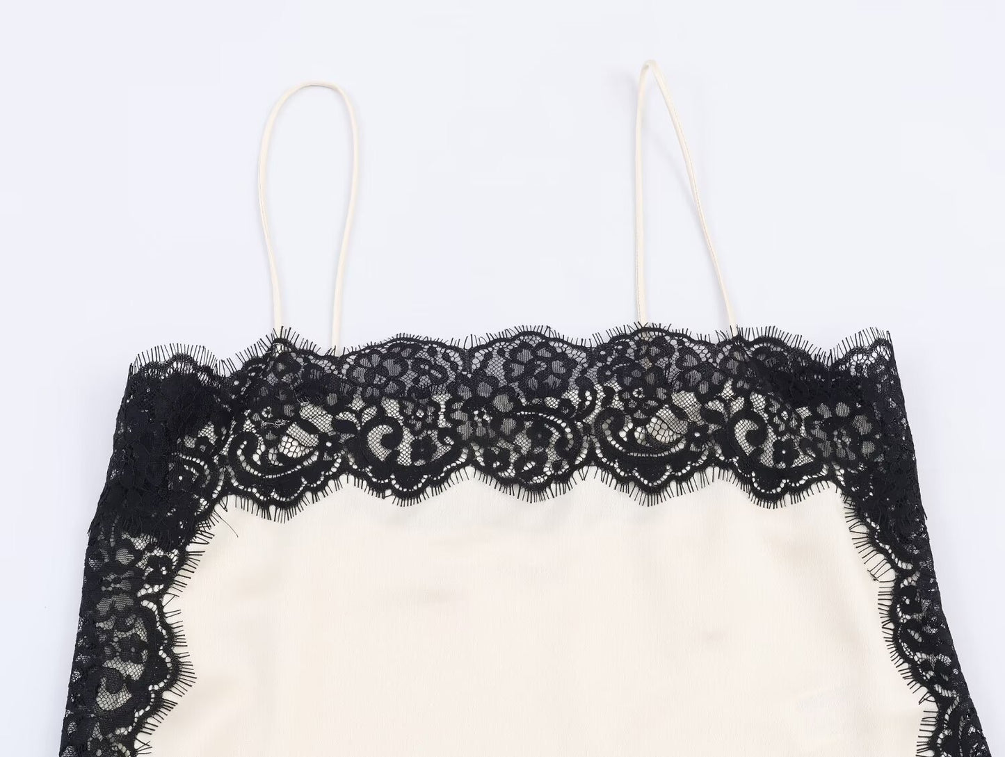 Ivory & Noir Lace Trim Camisole Slip