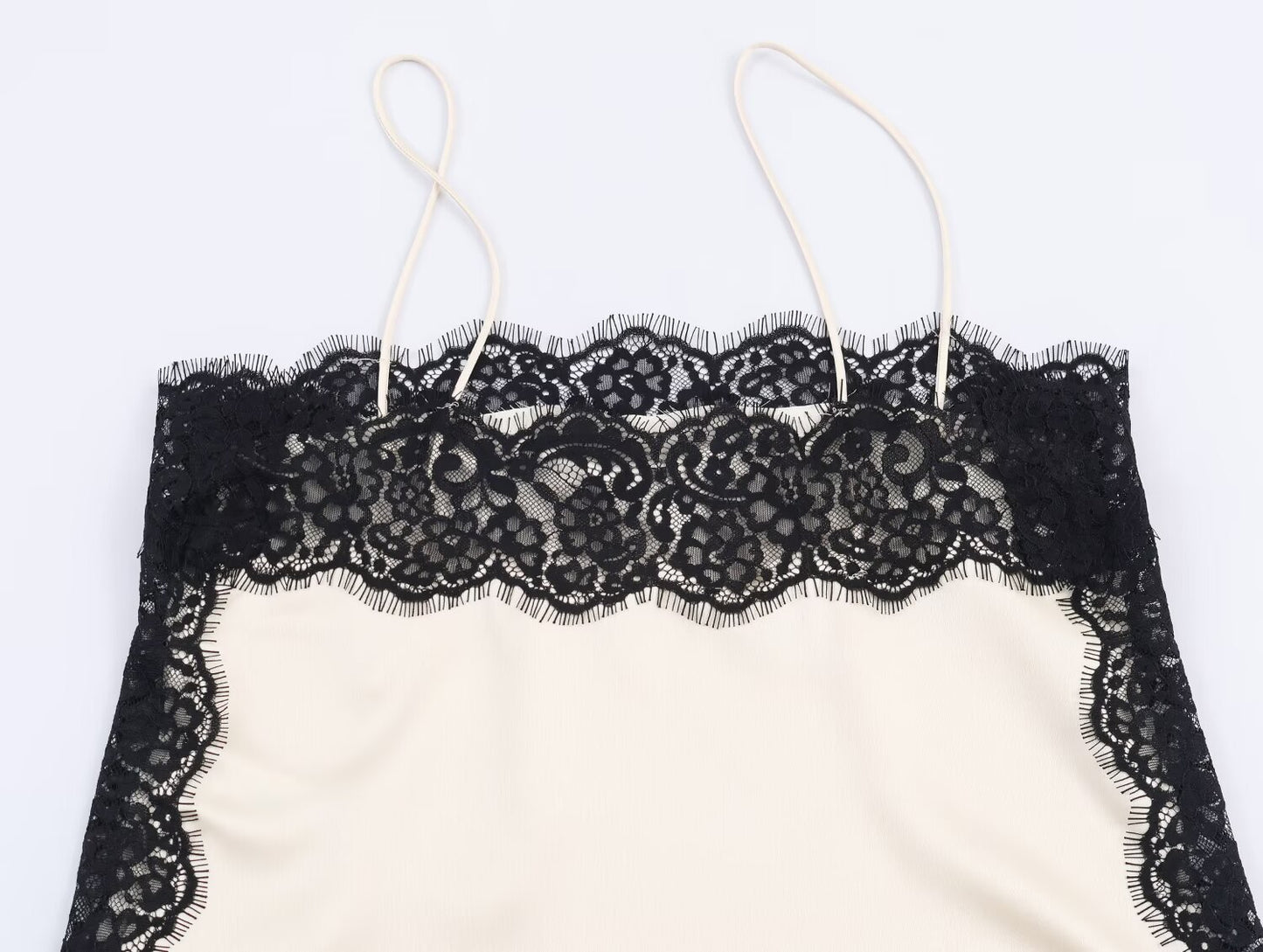 Ivory & Noir Lace Trim Camisole Slip