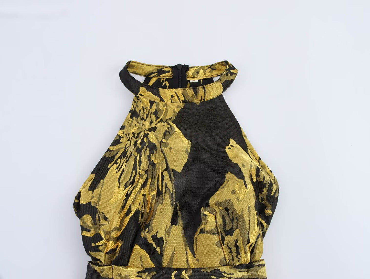 Golden Bloom Cutout Midi Dress