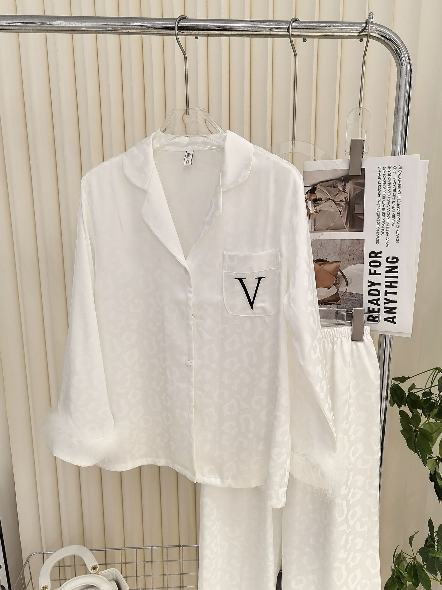 Luxe Feather-Trim Pajama Set