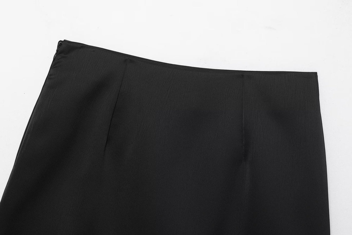 Noir Lace-Trim Satin Mini Skirt