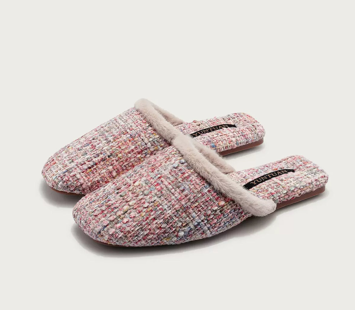 The Tweed Blossom Cozy Mules
