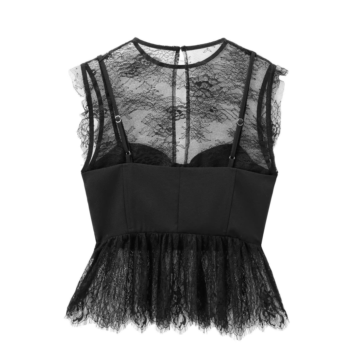Noir Lace Bustier Peplum