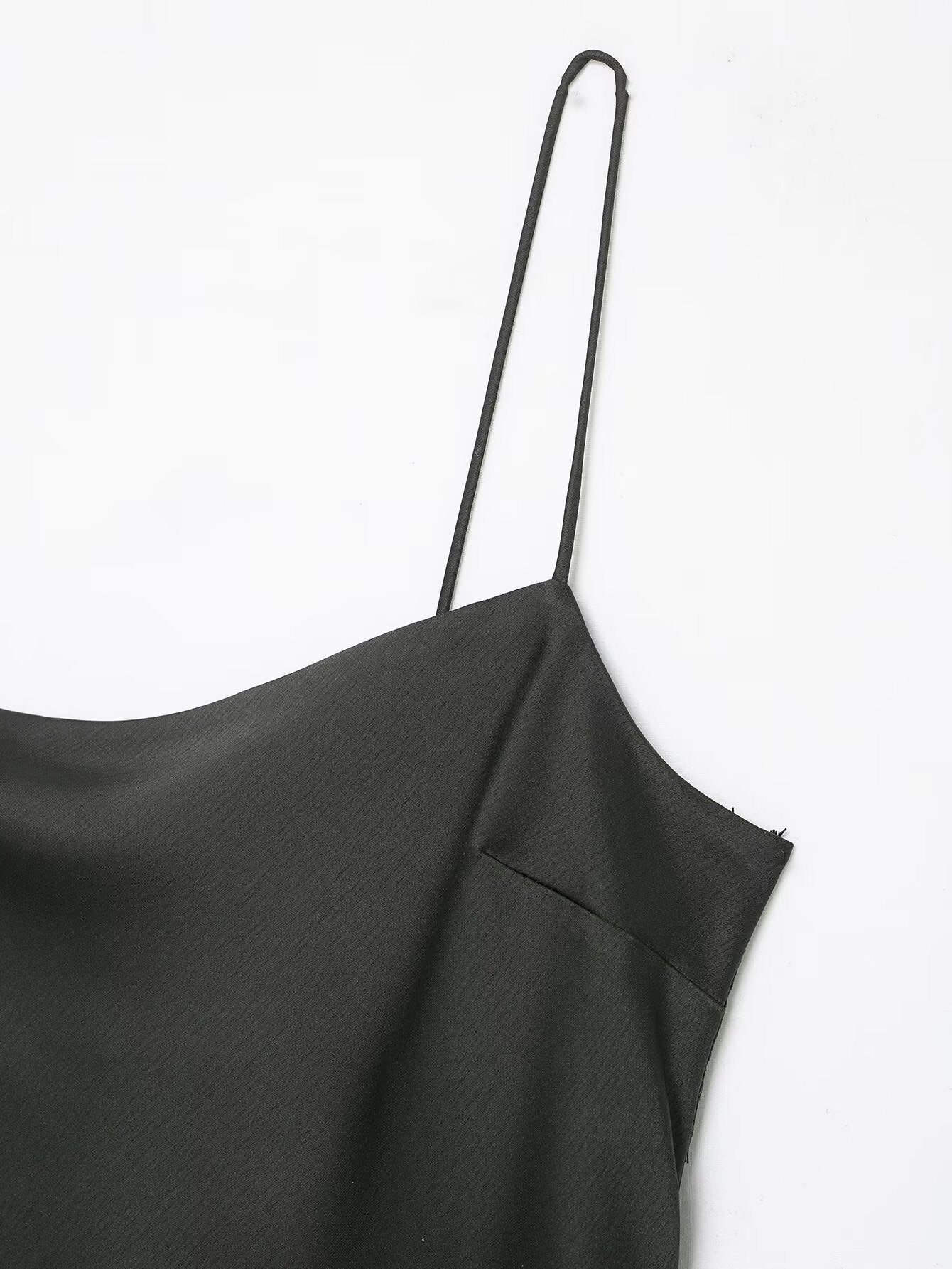 Midnight Draped Lace Hem Slip Dress