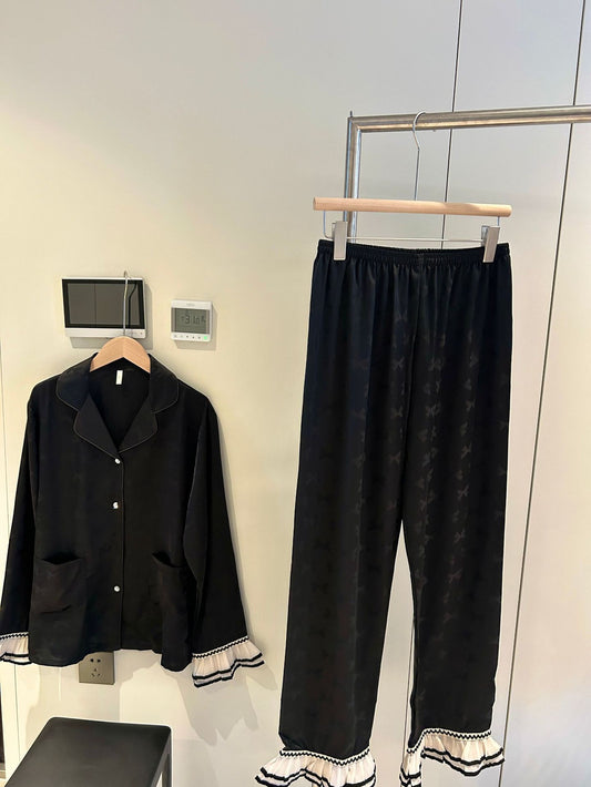 Midnight Ruffle-Trim Pajama Set