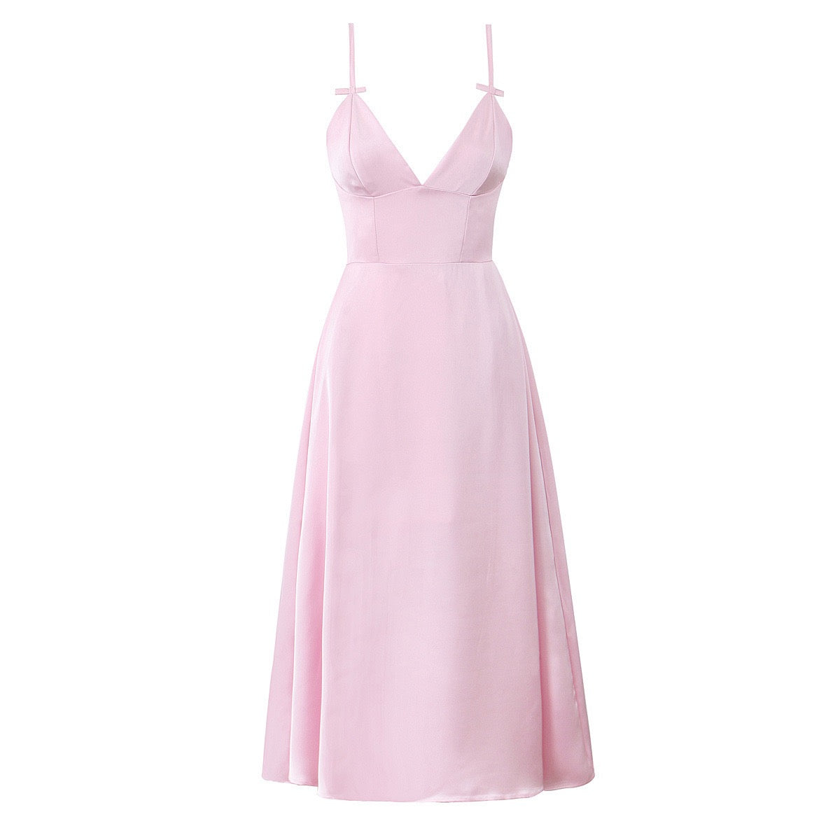 Blush Petal Satin Midi Dress