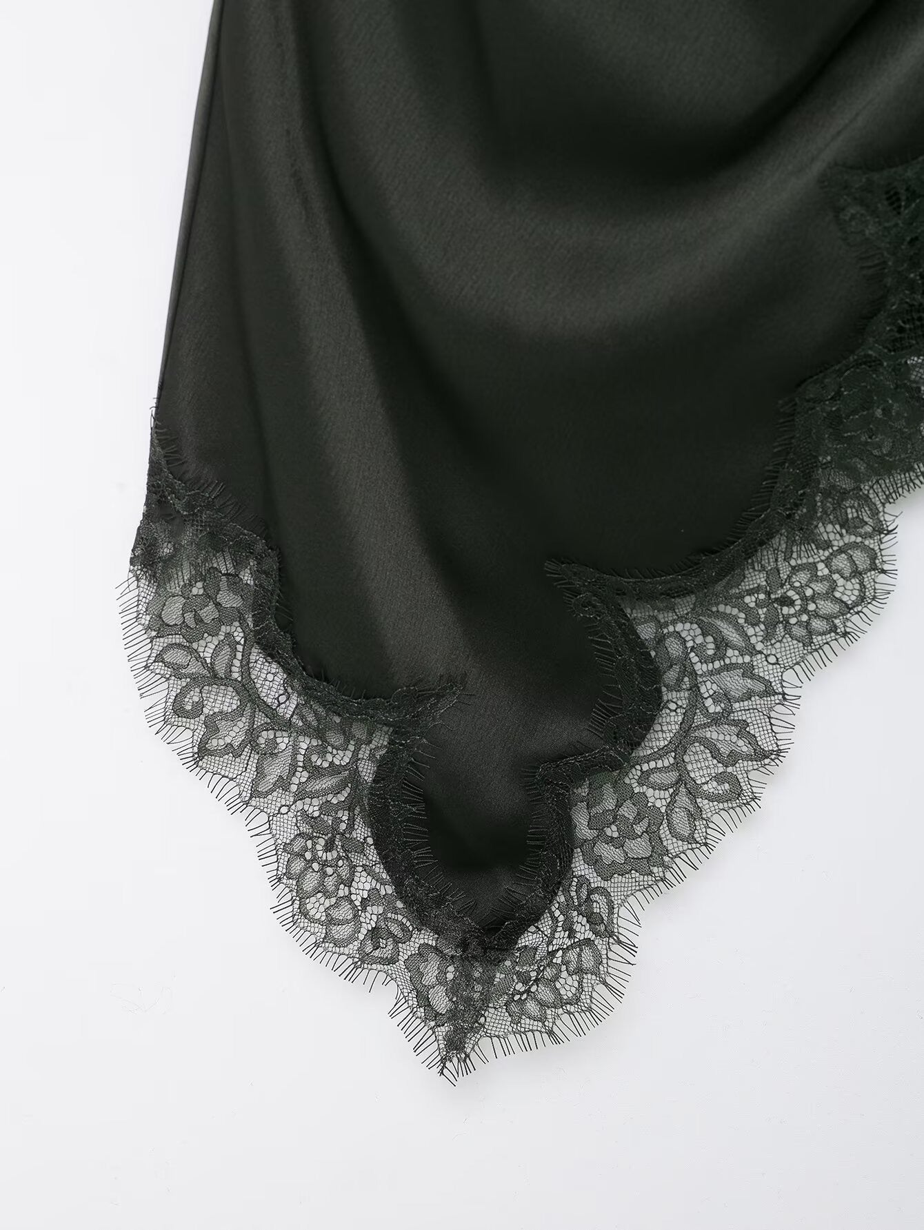 Midnight Draped Lace Hem Slip Dress