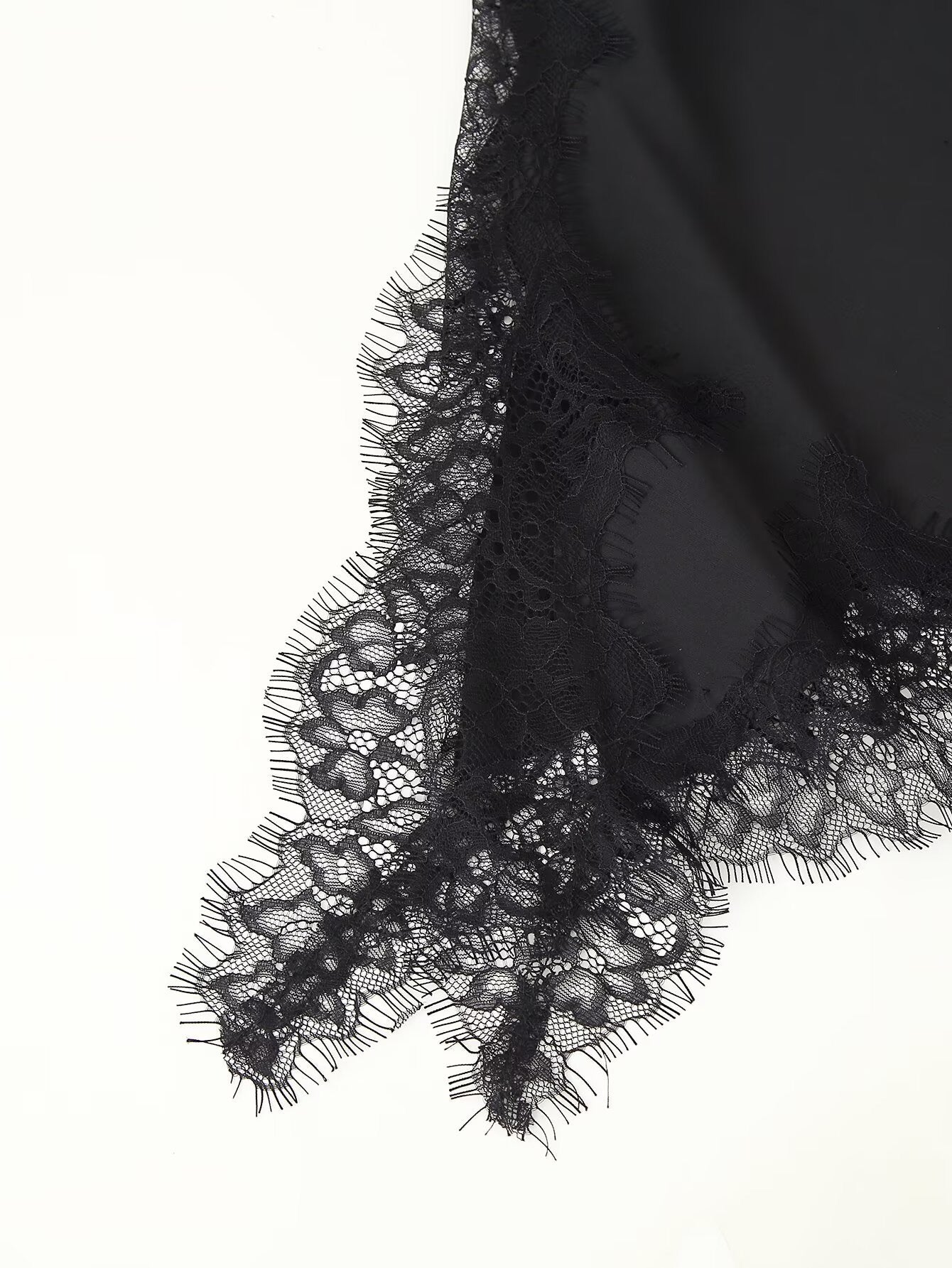 Midnight Lace Halter Satin Set