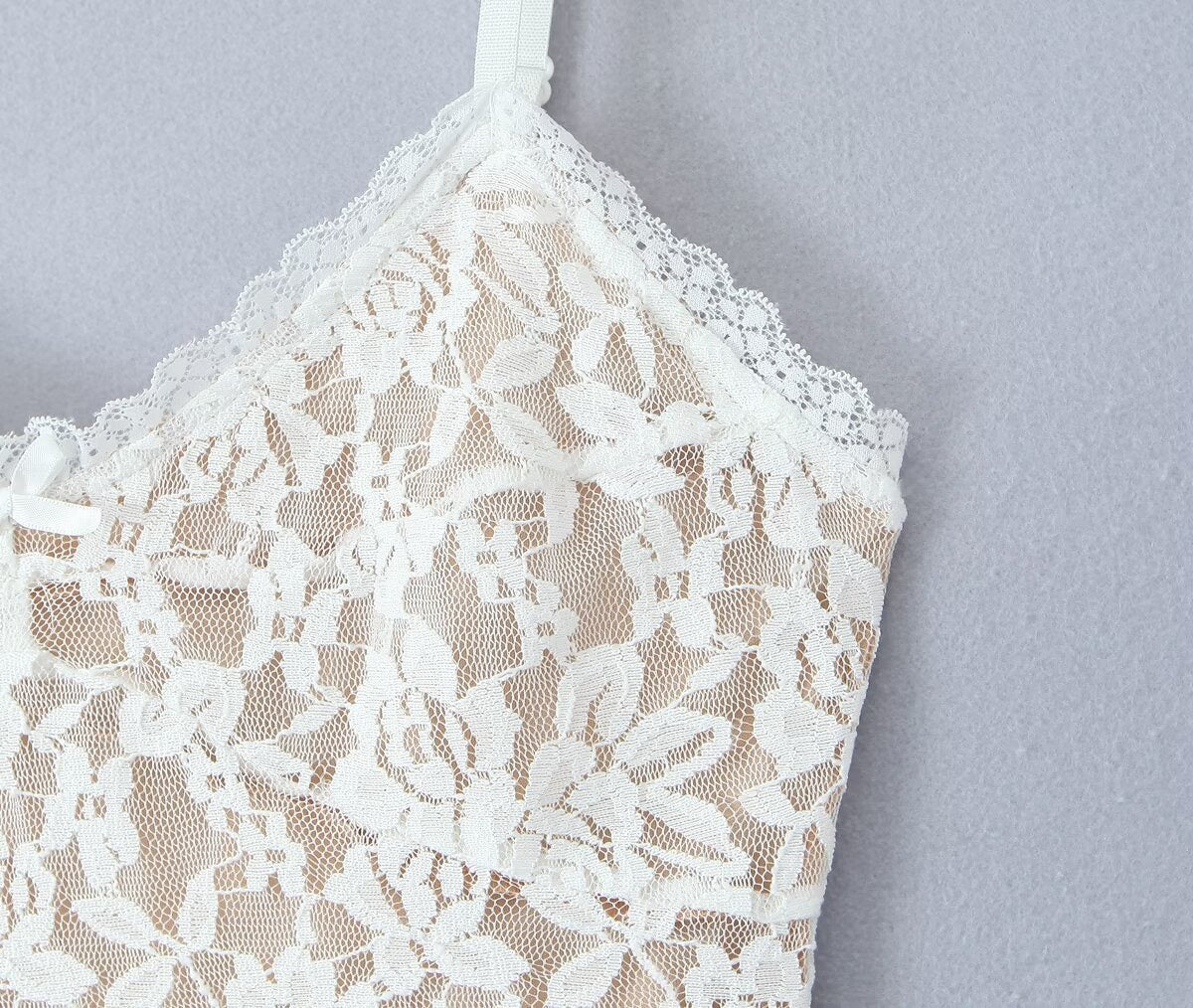 White Bloom Sheer Lace Chemise