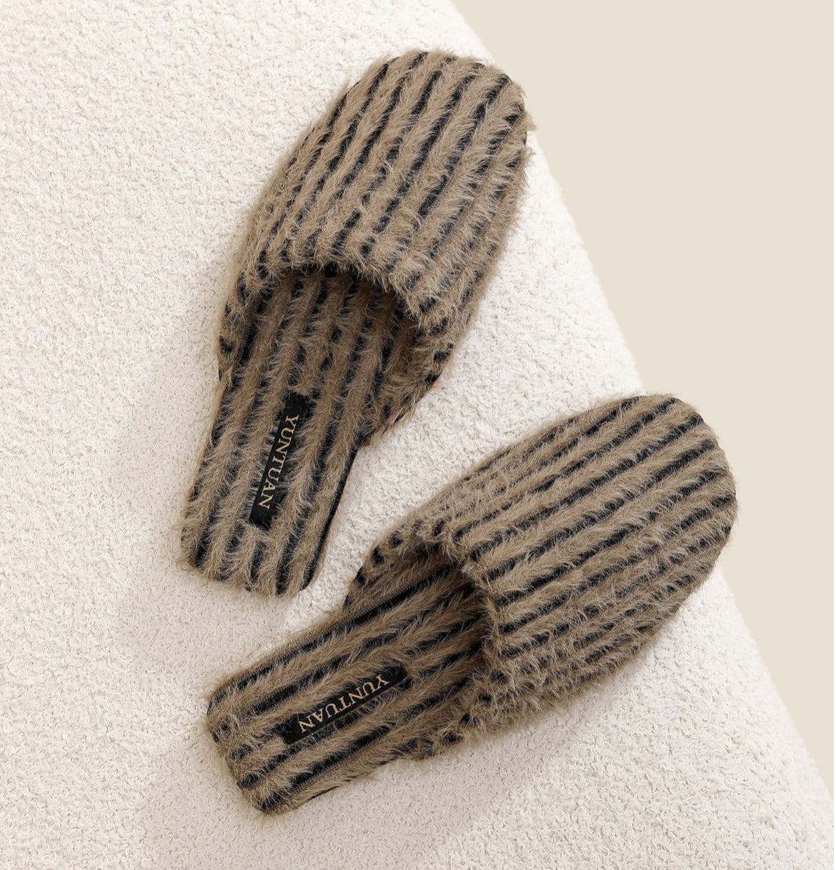 Striped Plush Indoor Slippers