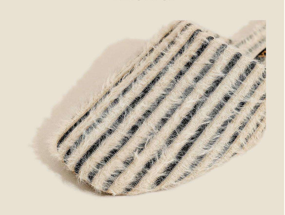Striped Plush Indoor Slippers