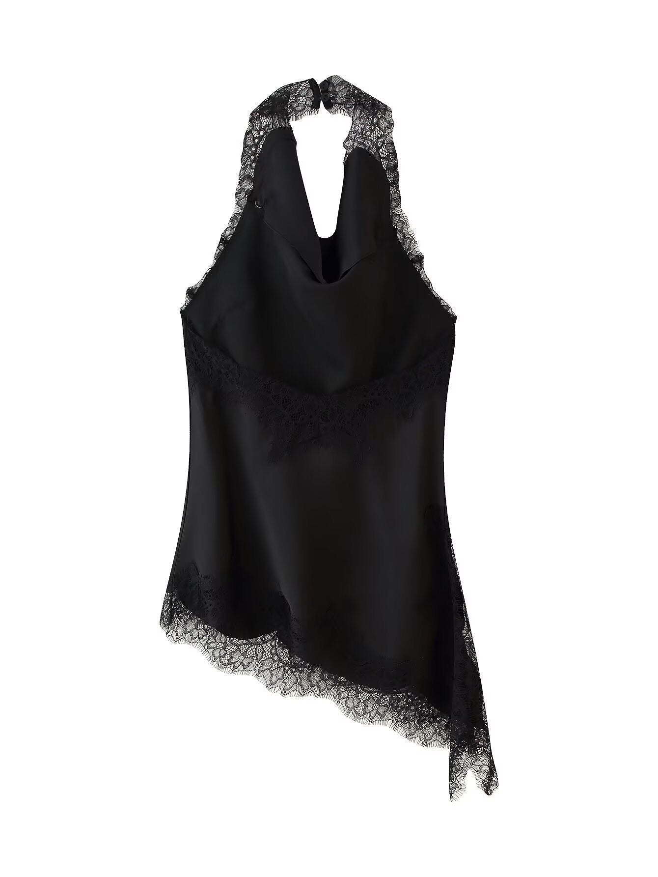 Midnight Lace Halter Satin Set