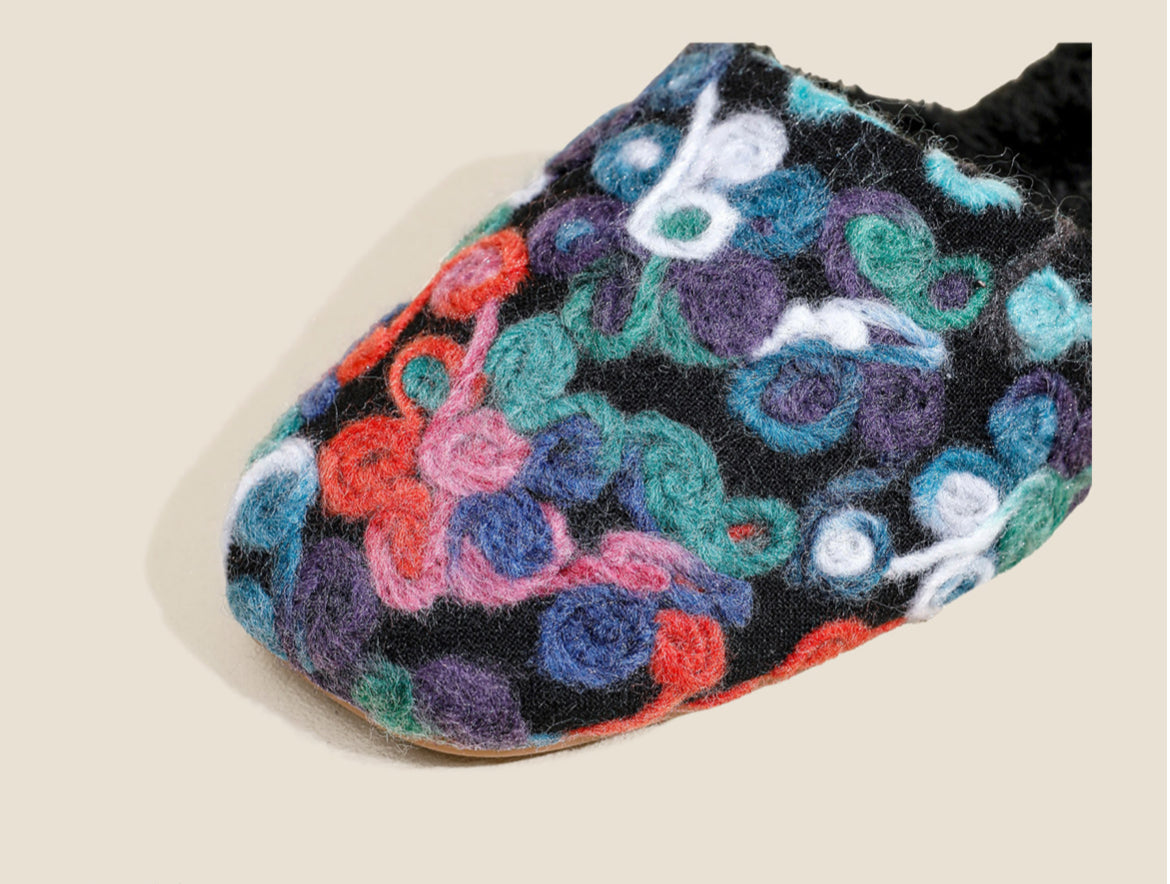Multicolor Wool-Blend Slippers