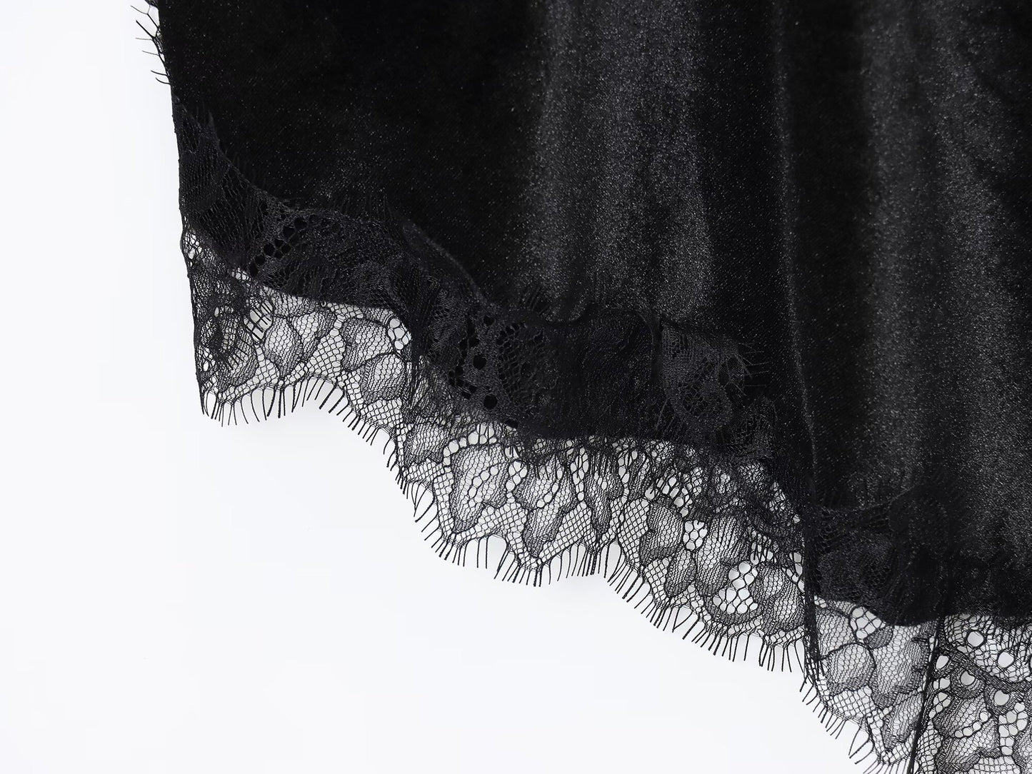 Midnight Velvet Asymmetrical Lace Slip