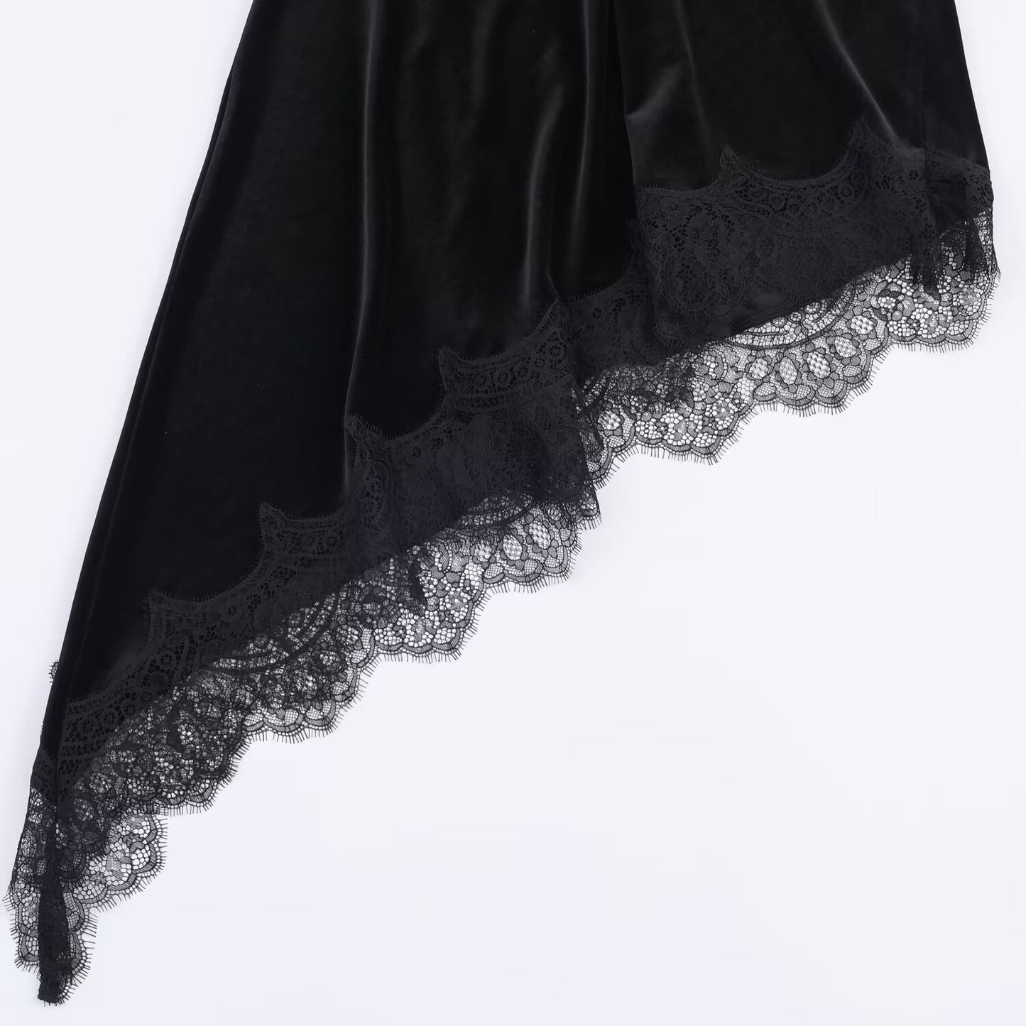 Midnight Noir Asymmetrical Lace Slip