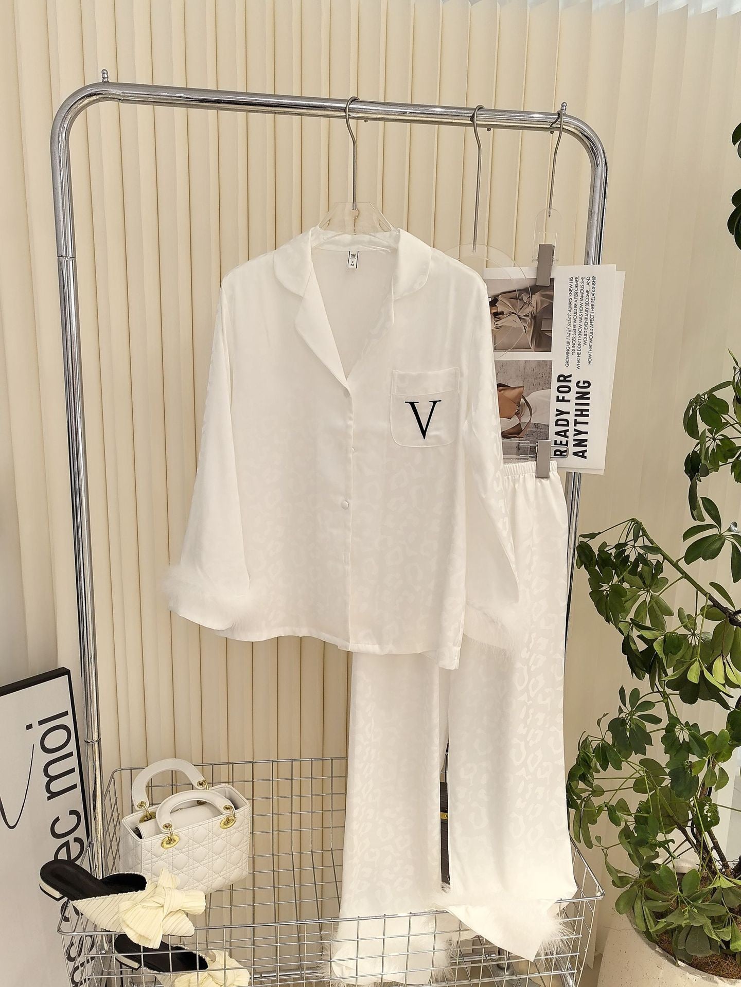 Luxe Feather-Trim Pajama Set