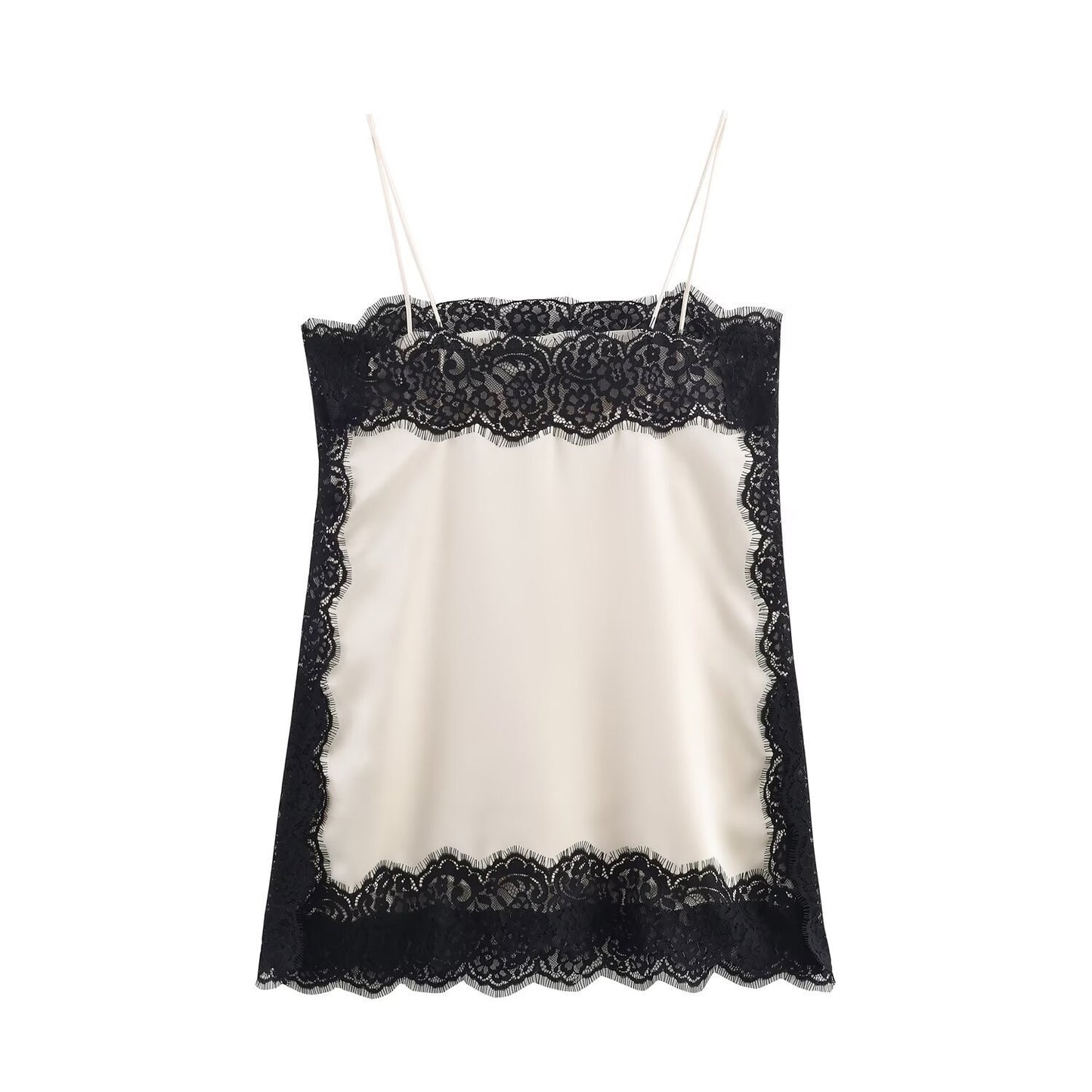 Ivory & Noir Lace Trim Camisole Slip