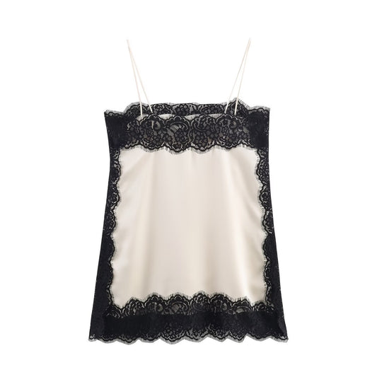 Ivory & Noir Lace Trim Camisole Slip