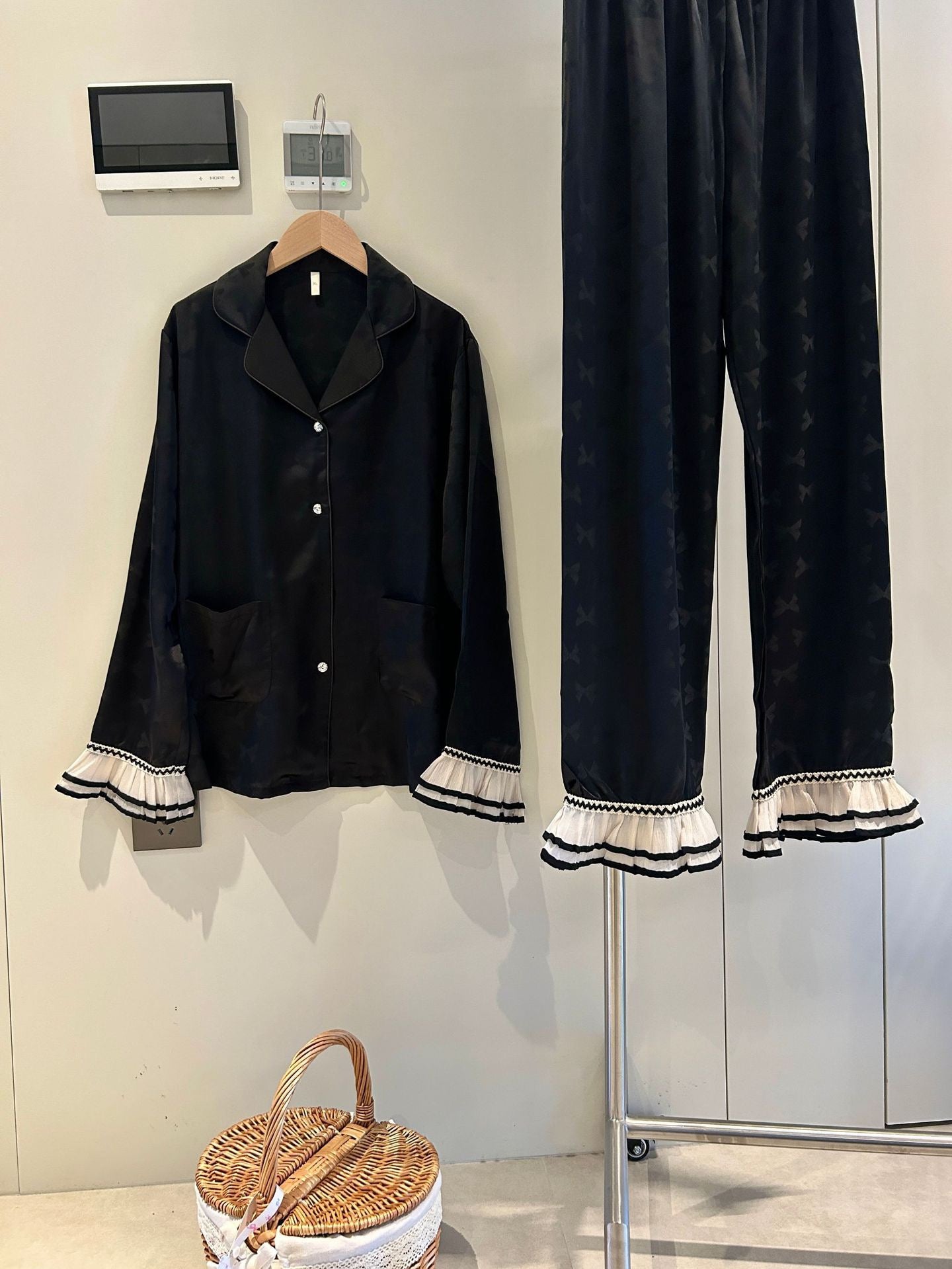 Midnight Ruffle-Trim Pajama Set