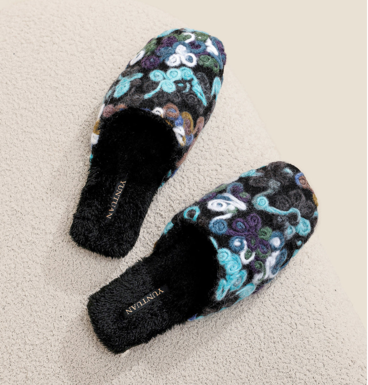 Multicolor Wool-Blend Slippers