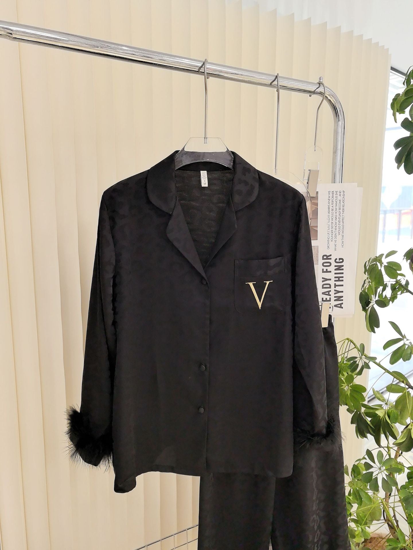 Luxe Feather-Trim Pajama Set